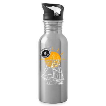 Sailing Ship Sunset - Water bottle with straw - silver - Right