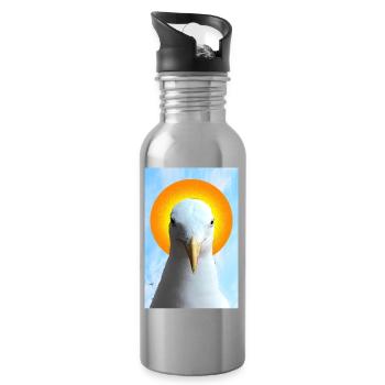 Sonne Halo Möwe Porträt - Trinkflasche mit integriertem Trinkhalm - Lightsilver - Rechts