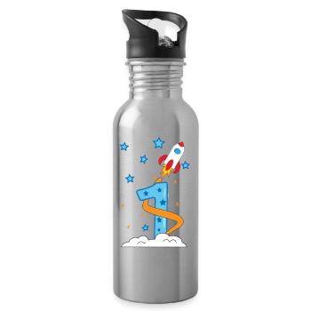 1. Geburtstag Baby Kind Rakete - Trinkflasche mit integriertem Trinkhalm - Lightsilver - Rechts