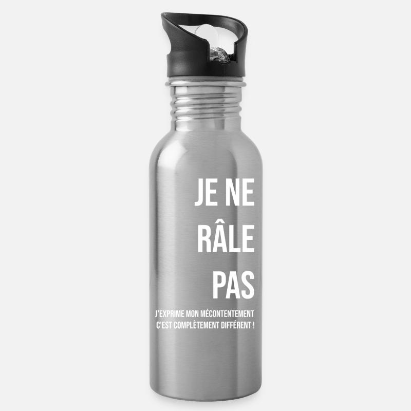 Je ne râle pas blanc - Gourde avec paille intégrée - argent clair