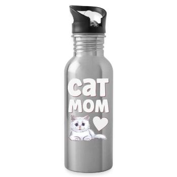 Chats Chats - Gourde avec paille intégrée - argent clair - Droite