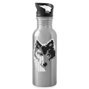 Grauer Wolf in Form eines Pixel Classic T-Shirts - Trinkflasche mit integriertem Trinkhalm - Lightsilver - Rechts