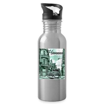 Havanna Cuba - Trinkflasche mit integriertem Trinkhalm - Lightsilver - Rechts