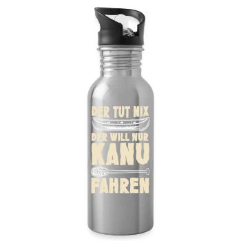 Kanu Kanut Kanutin Kanufahrer - Trinkflasche mit integriertem Trinkhalm - Lightsilver - Rechts