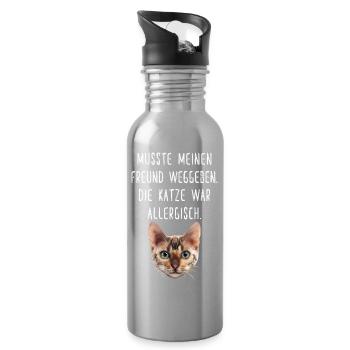 Musste meinen Freund weggeben die Katze allergisch - Trinkflasche mit integriertem Trinkhalm - Lightsilver - Rechts