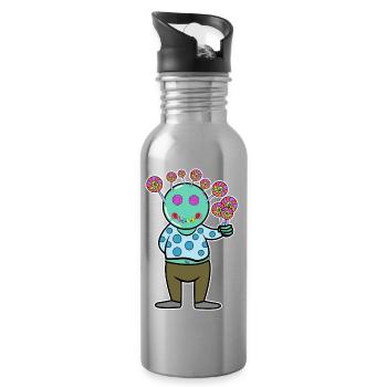 Naschkatzen Bonbon Süßigkeiten Lecker Nachspeise - Trinkflasche mit integriertem Trinkhalm - Lightsilver - Rechts