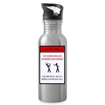 Don't tell me how to do my job [German] - Water bottle with straw - silver - Right