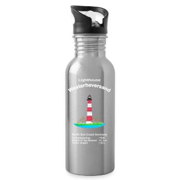 Leuchtturm Westerheversand, Nordsee, Deutschland - Trinkflasche mit integriertem Trinkhalm - Lightsilver - Rechts