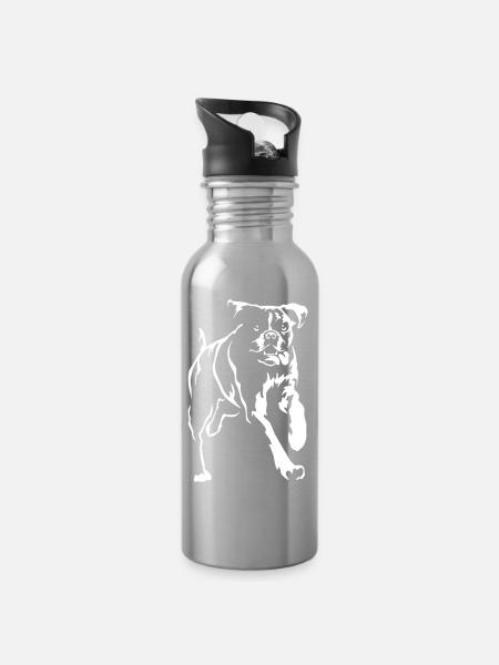 Boxer "Black Edition" - Trinkflasche mit integriertem Trinkhalm - Lightsilver