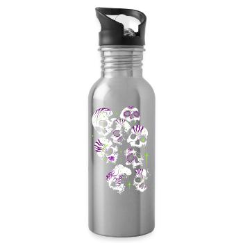 Totenköpfe Totenschädel Halloween Sugar Skulls - Trinkflasche mit integriertem Trinkhalm - Lightsilver - Rechts