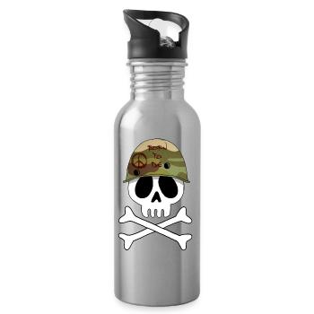 Military skull - Water bottle with straw - silver - Right
