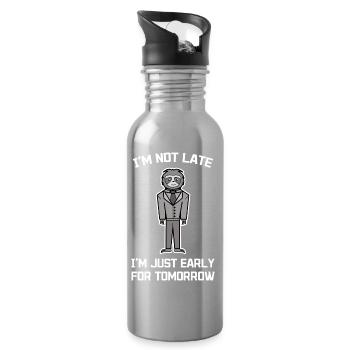 Humorous Animal Statement Sloth Jungle Dwellers - Water bottle with straw - silver - Right