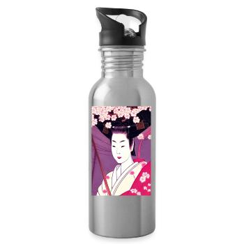 Geisha 4 - Gourde avec paille intégrée - argent clair - Droite