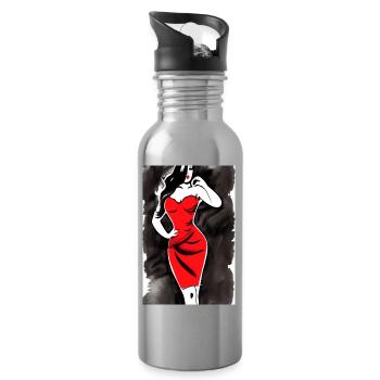 Pin up 2 - Trinkflasche mit integriertem Trinkhalm - Lightsilver - Rechts