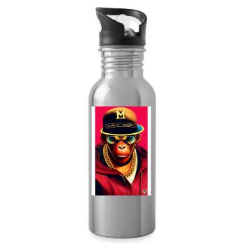 Cool monkey with gold chain - Water bottle with straw - silver - Right