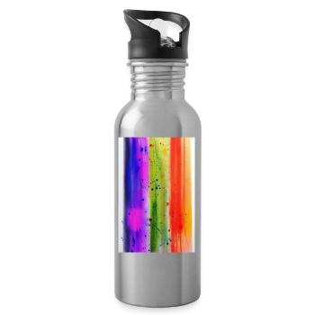 Splashes of paint - Water bottle with straw - silver - Right