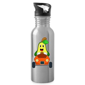 Avocado Car - Water bottle with straw - silver - Right