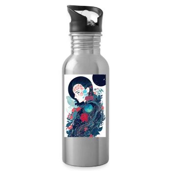 Geisha - Gourde avec paille intégrée - argent clair - Droite