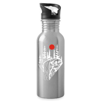 Der weiße Wasserfall und die rote Sonne - Trinkflasche mit integriertem Trinkhalm - Lightsilver - Rechts