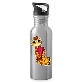 1 an - Inscription à l’école - Motif girafe - Gourde avec paille intégrée - argent clair - Droite