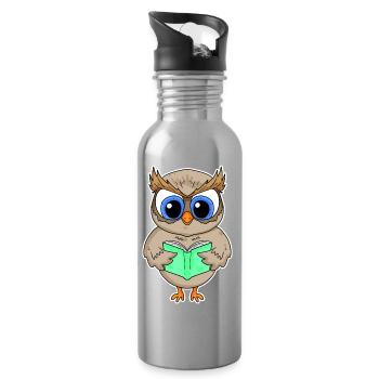 Lesen Buch Bücher Leser Geschenk - Trinkflasche mit integriertem Trinkhalm - Lightsilver - Rechts