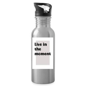 Live in the moment "Live in the moment" - Water bottle with straw - silver - Right