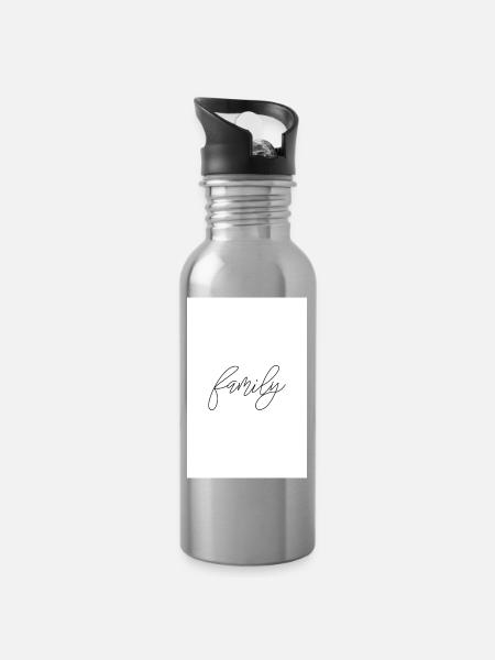 Family Familie Poster - Trinkflasche mit integriertem Trinkhalm - Lightsilver