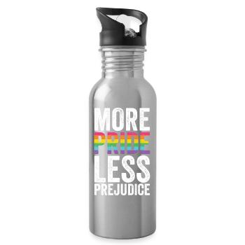 Pride Month LGBT - More Pride, Less Prejudice - Water bottle with straw - silver - Right