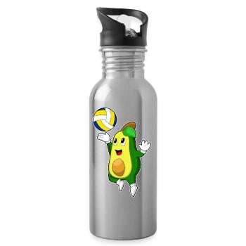 Avocado Volleyball Player Volleyball - Water bottle with straw - silver - Right