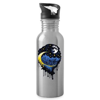 Moon and Stars - Water bottle with straw - silver - Right