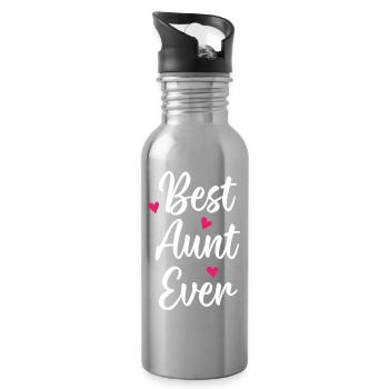 Best Aunt Ever - Water bottle with straw - silver - Right