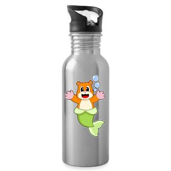 Hamster Mermaid - Water bottle with straw - silver - Right