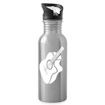 weiße Gitarre - Trinkflasche mit integriertem Trinkhalm - Lightsilver - Rechts
