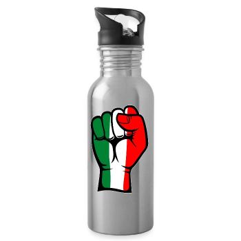 Italy Flag Fist Hand Symbol - Water bottle with straw - silver - Right