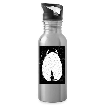 Der Yeti und der Krieger - Trinkflasche mit integriertem Trinkhalm - Lightsilver - Rechts