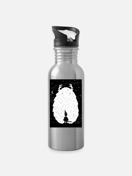 Der Yeti und der Krieger - Trinkflasche mit integriertem Trinkhalm - Lightsilver