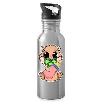 Bébé domestique cochon d’Inde Motif cochon d’Inde - Gourde avec paille intégrée - argent clair - Droite