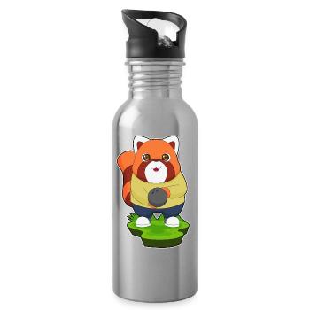Panda roux Bowling Bowling Ball Sport - Gourde avec paille intégrée - argent clair - Droite