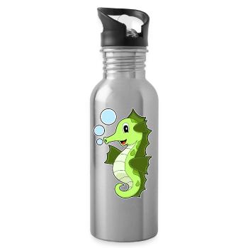 Cute Seahorse - Water bottle with straw - silver - Right