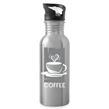 Cafe Kaffee Symbol Illustration Logo Bar Grafik - Trinkflasche mit integriertem Trinkhalm - Lightsilver - Rechts