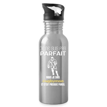 Rugby player I'm not perfect - Water bottle with straw - silver - Right