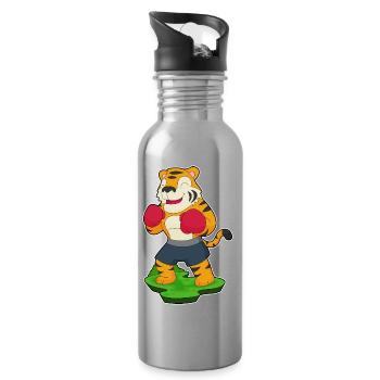 Tiger Boxer Boxhandschuhe Boxen - Trinkflasche mit integriertem Trinkhalm - Lightsilver - Rechts