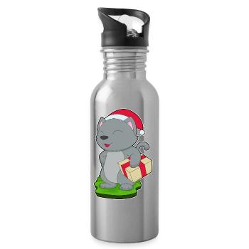 Forfait Noël chat - Gourde avec paille intégrée - argent clair - Droite