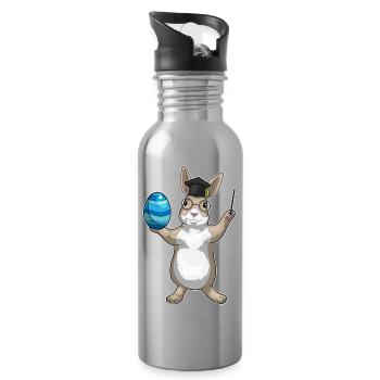 Hase Ostern Lehrer - Trinkflasche mit integriertem Trinkhalm - Lightsilver - Rechts