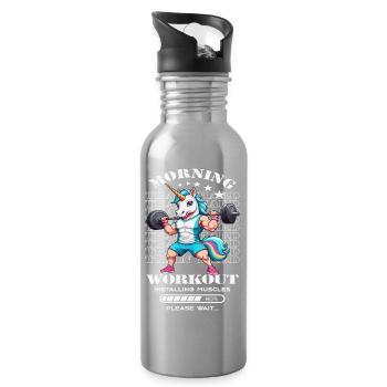Einhorn Morning Workout - Trinkflasche mit integriertem Trinkhalm - Lightsilver - Rechts