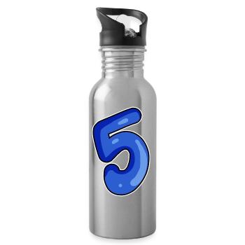 Number 5 Number Blue - Water bottle with straw - silver - Right