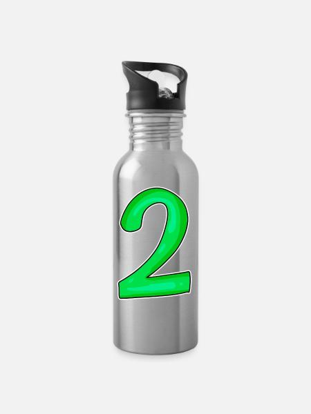 2 - Gourde avec paille intégrée - argent clair