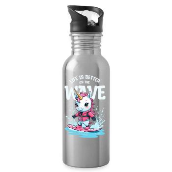 Wakeboard Unicorn - Water bottle with straw - silver - Right