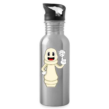 Chess Piece Pawn Chess - Water bottle with straw - silver - Right