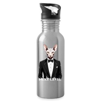 Sphynx Cat Chic Costume Tuxedo Niveau Cadeau - Gourde avec paille intégrée - argent clair - Droite